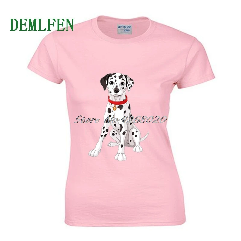 Футболка женская с принтом маленькой далматинской собаки Модная хлопковая