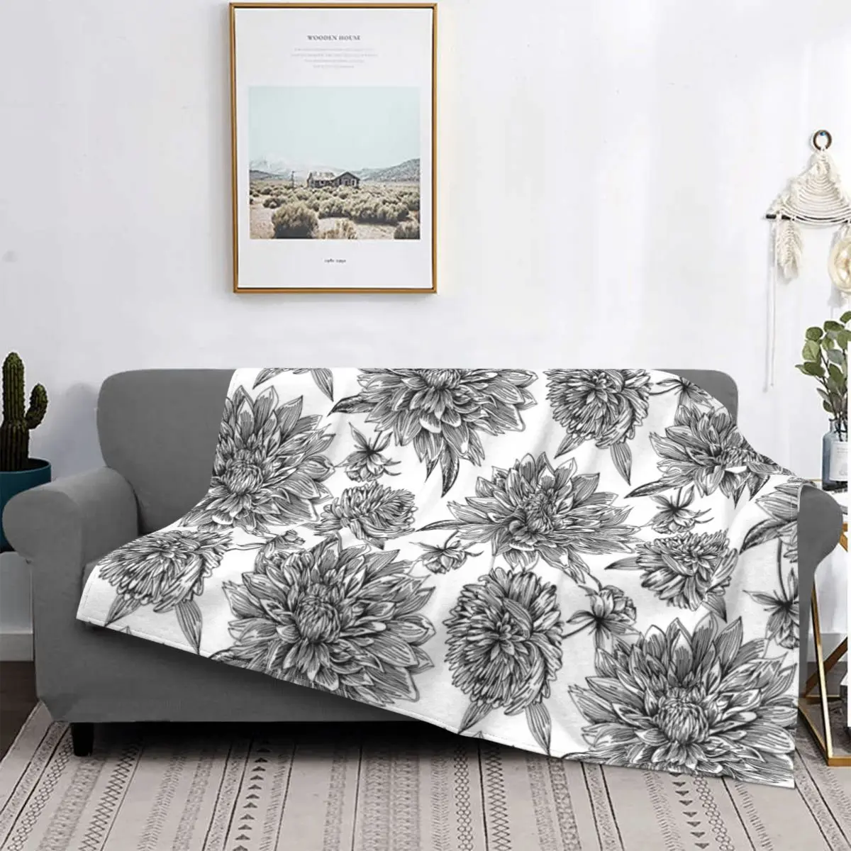 

Flowers Black And White Blanket Bedspread Bed Plaid Duvets Baby Blanket Beach Blanket Bed Linen Cotton