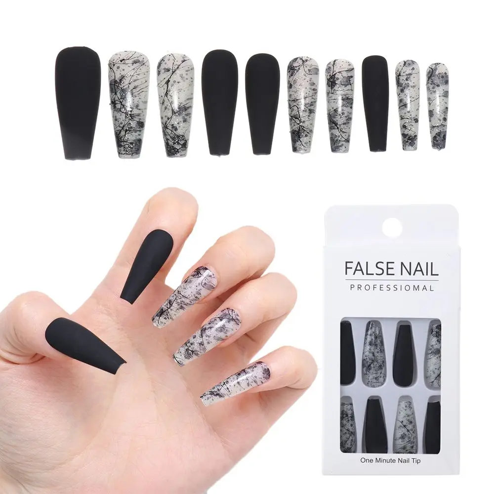 

Beauty T-shaped Blooming Jelly Gum Frosted Brushed Fake Nail Ballerina False Nails Coffin Nail Tip