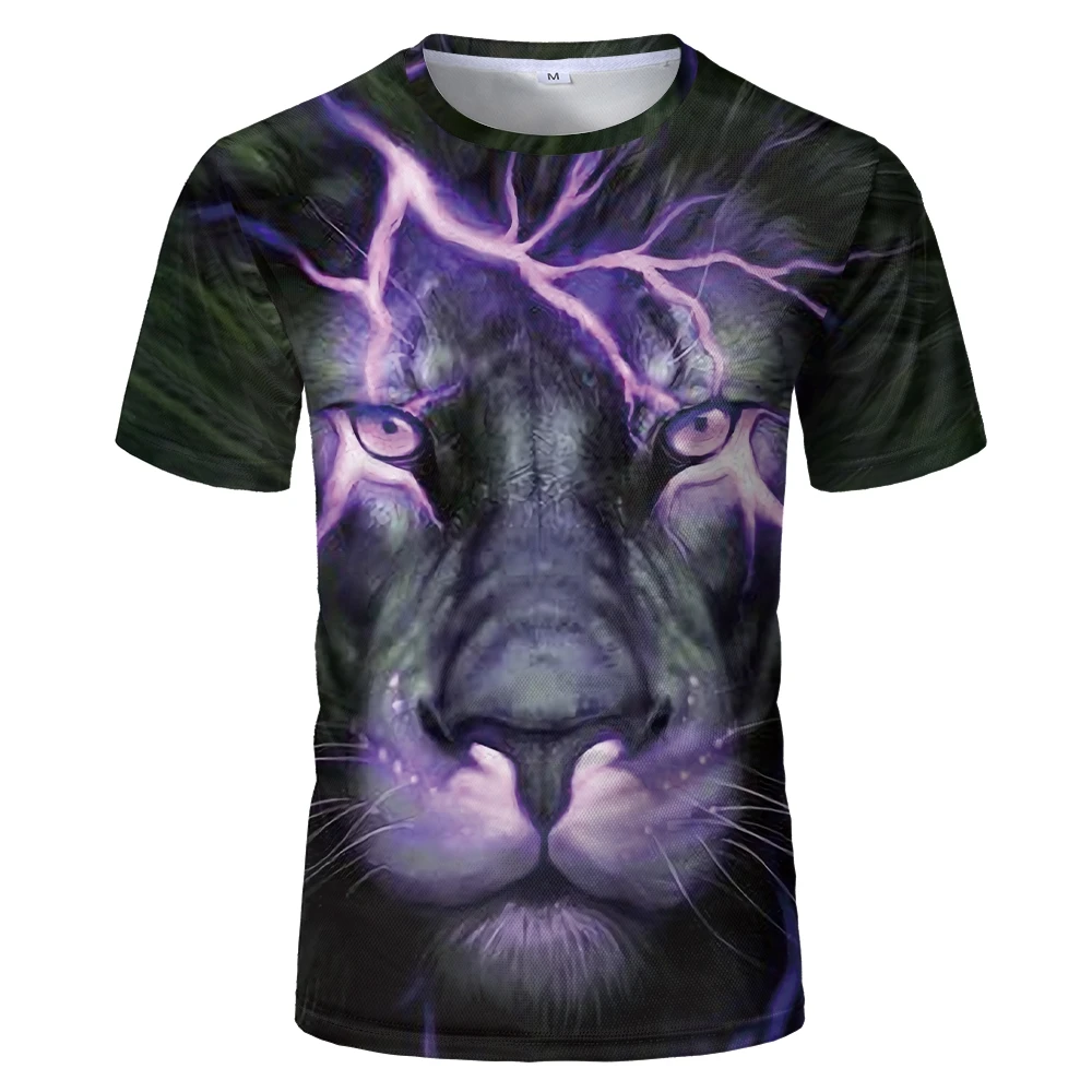 

2021 Hot New Style Animal teenagers clothes kids boys Short Sleeve Tshirt Casual Wearing 3d printing classical lion T-shirts