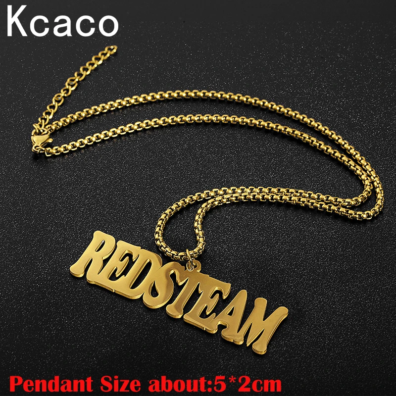 Personalized Stainless Steel Necklace with Large Name Pendant Custom Men Nameplate Gold Plated 2.5mm Bead Chain Handmade Gift