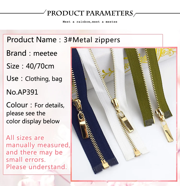 2 шт. Meetee 3# Металлические молнии с открытым концом 40/70 см золотые зубы Длинные молнии для шитья сумки пуховик юбка одежда аксессуары