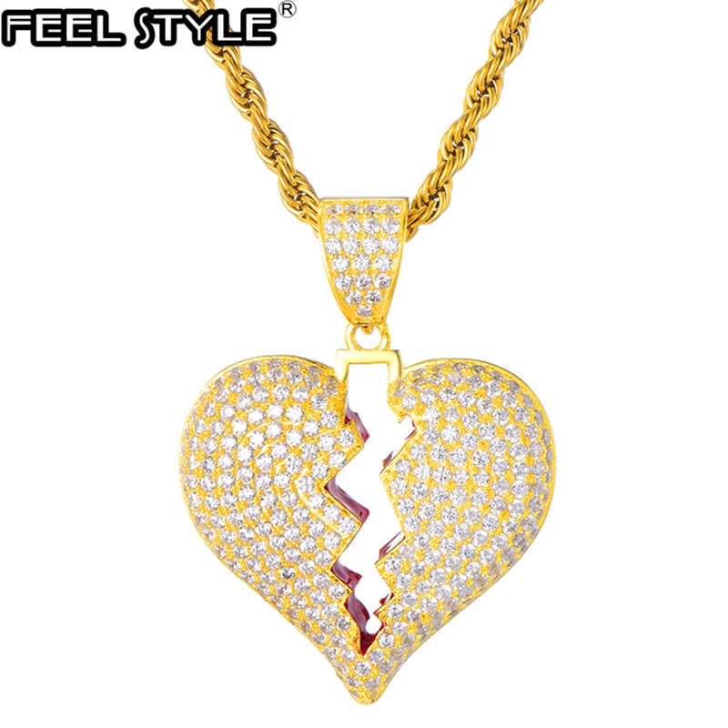 Bling Iced Out tennnnis цепочка с сердечком из меди полная горного хрусталя подвеска и