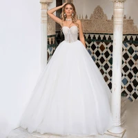 eightree 2021 princess wedding dress white strapless a line wedding dresses lace appliques bridal ball gowns tulle lace up back