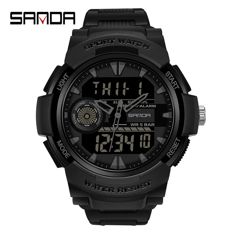 

Men Quartz Watch Fashion Dual Movement LED Luminous Electronic Digital Wristwatch Top Shockproof Men's Military Sports Watches