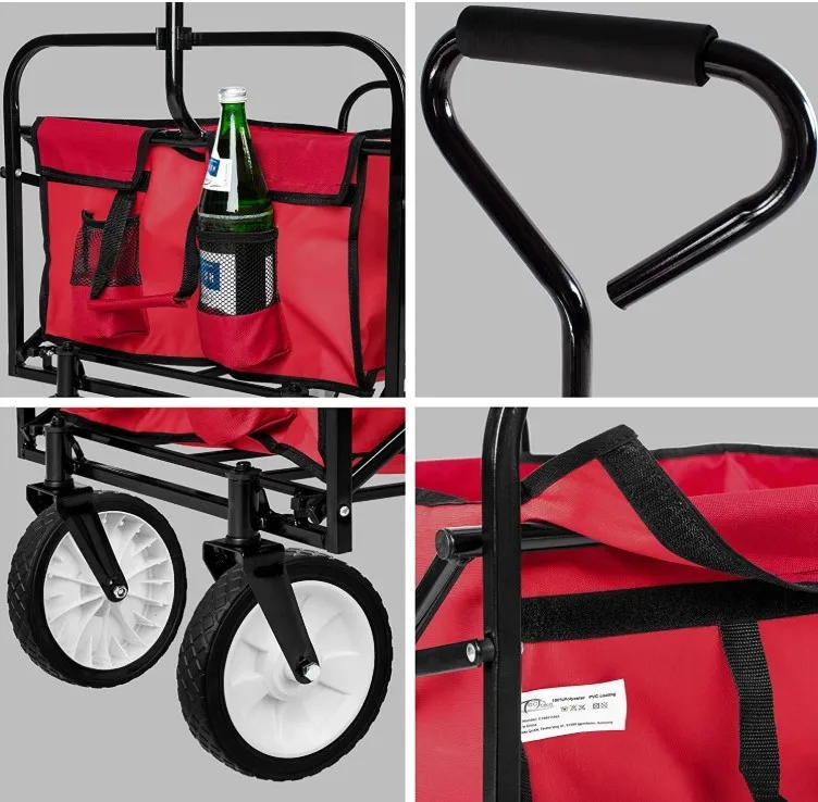 

Heavy Duty Folding Cart 4 Wheels Wagon Cart Garden Outdoor Cart Hand Truck Trolley Cart Wagon Utility Carts Home Garden HWC