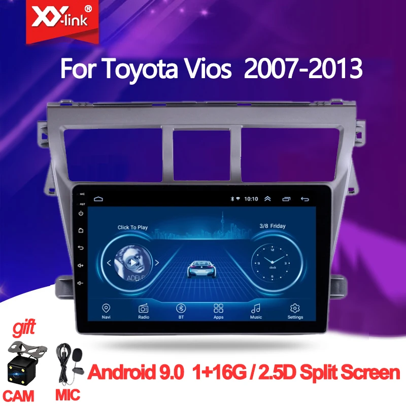 

9 дюймовый Android 9,0 автомобильный Dvd мультимедийный плеер для Toyota Vios Yaris 2007-2013 Belta Gps навигация автомобильное радио StereoNo 2 Din Dvd