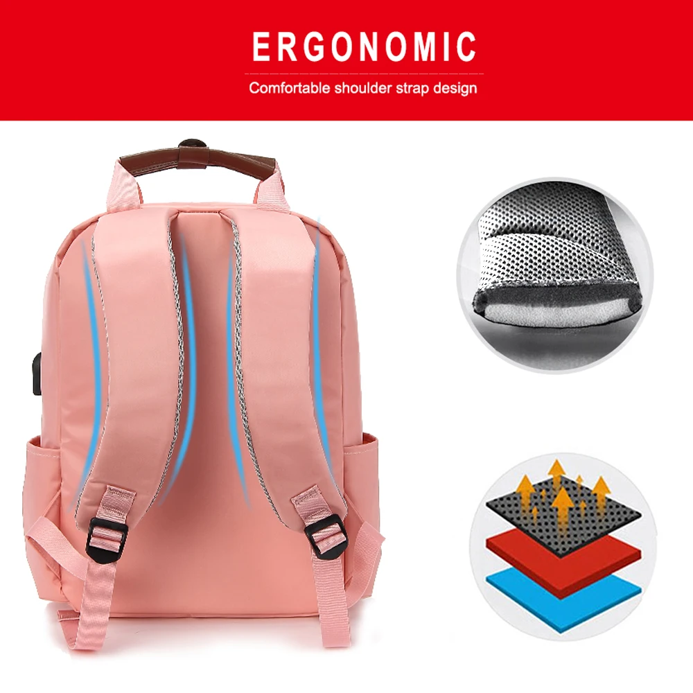 Женский рюкзак Kingslong для ноутбука школьный девочек Модный водонепроницаемый usb