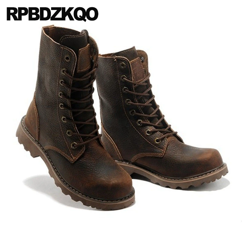 Ботинки мужские из натуральной кожи армейские ботинки до середины икры на