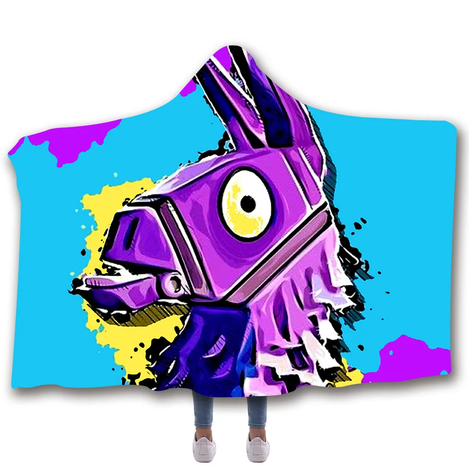 

Game Shooting Fortress Night 3D Printed Plush Hooded Blanket Picnic Wearable Fleece Throw Warm Gift for Kids Adults
