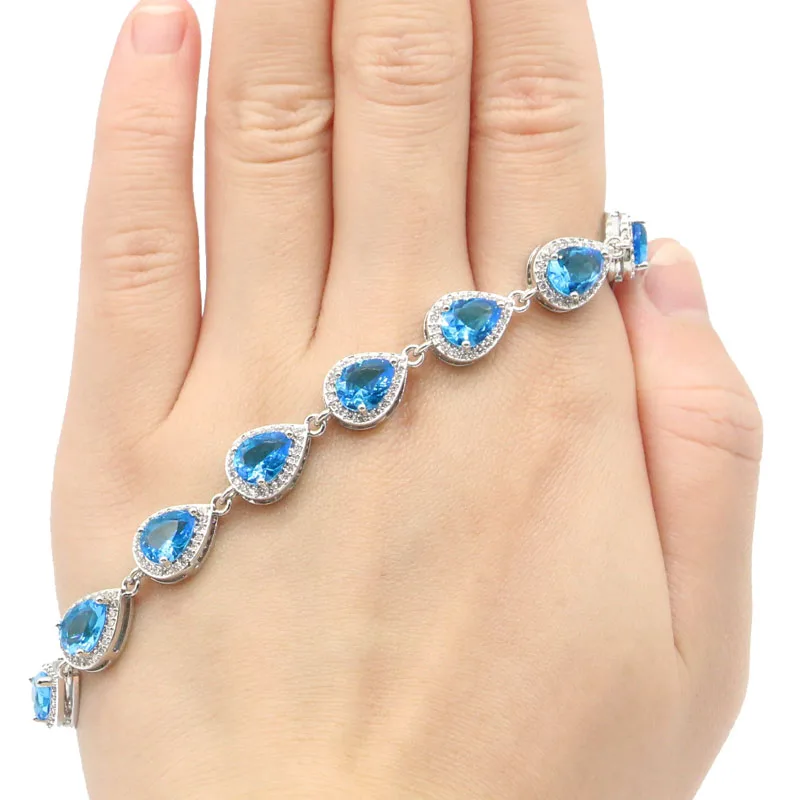 11x9 мм Потрясающие создан фиолетовый танзанит Париж голубой топаз Циркон женские