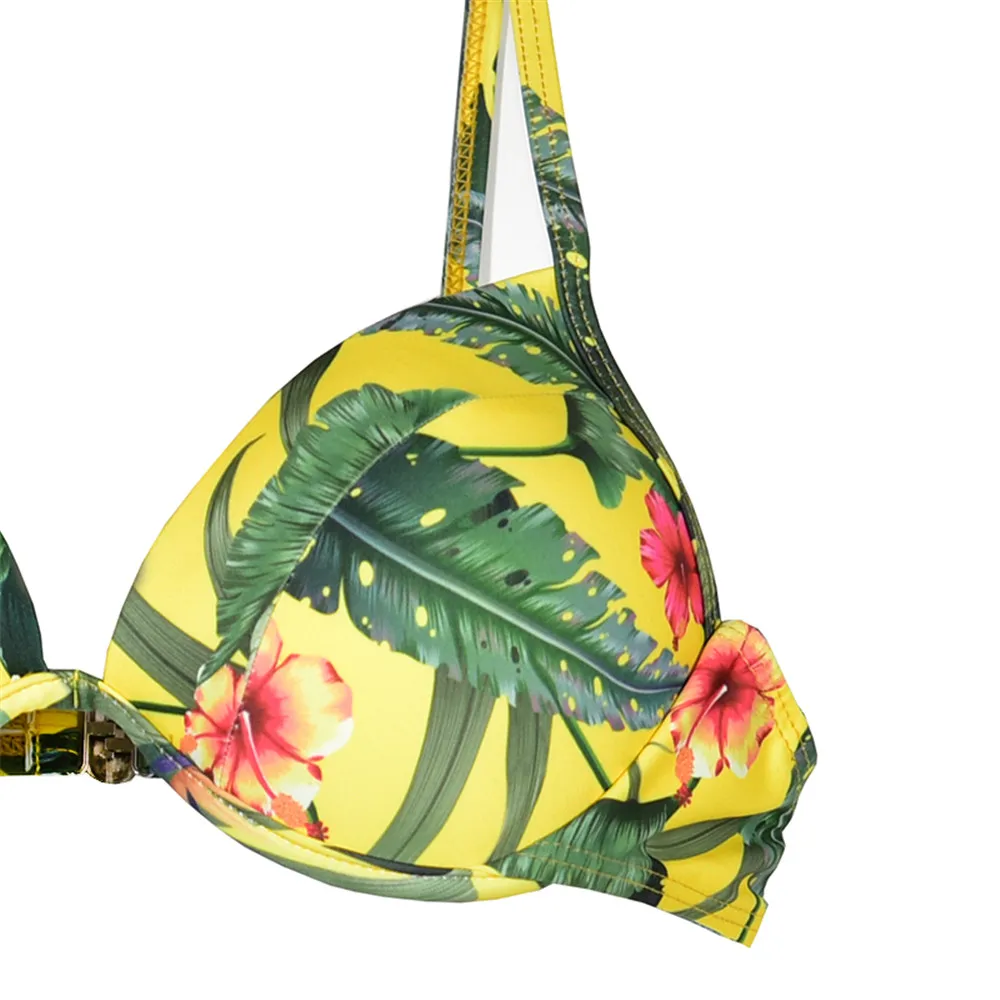 Сексуальные женские тропические пляжные стринги с принтом джунглей комплект