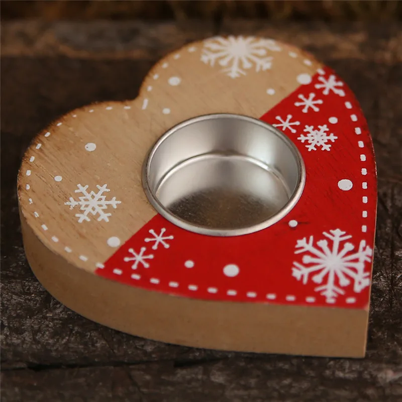 Рождественский деревянный орнамент свеча Настольная Декор для дома снежинка