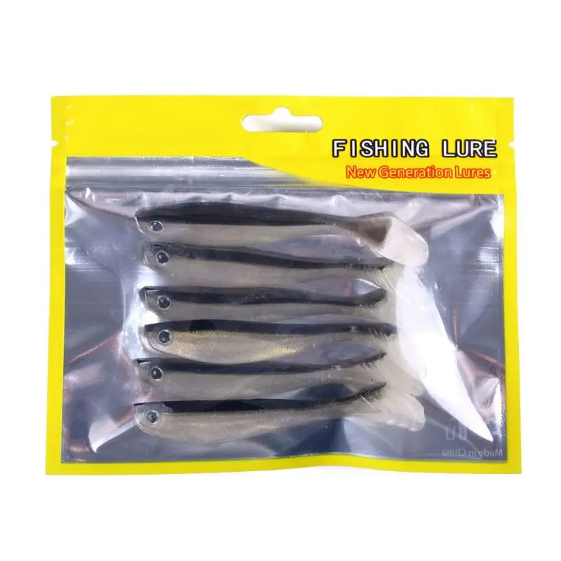 

6pcs Lures Soft Lure Two-color Black Back Soft Lure 10cm-5.3g