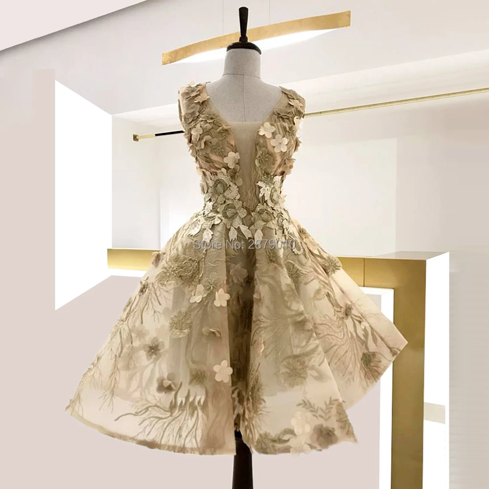 

2020 A-Line V-Neck Homecoming Dress Short-Length Organza Applique Club Dress Cocktail Dress Коктейльный костюм Vestido de festa