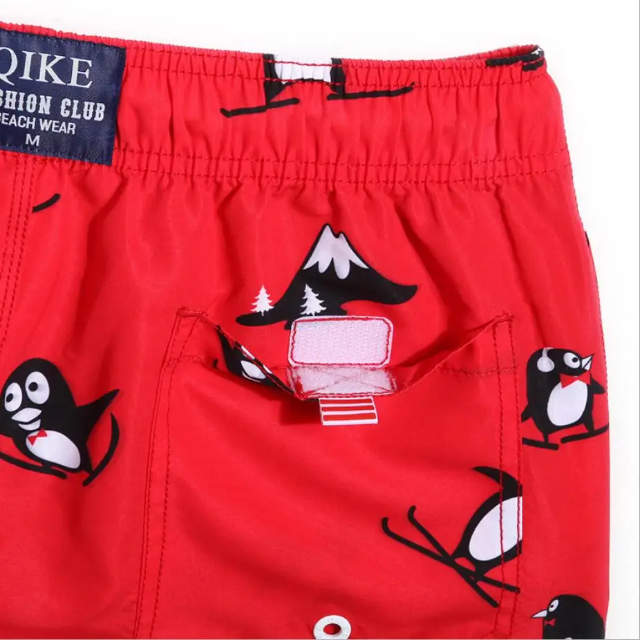 

red penguin printed plus size swimwear men quick dry swimsuit swim surf broad beach shorts bathing suit swimming briefs summer