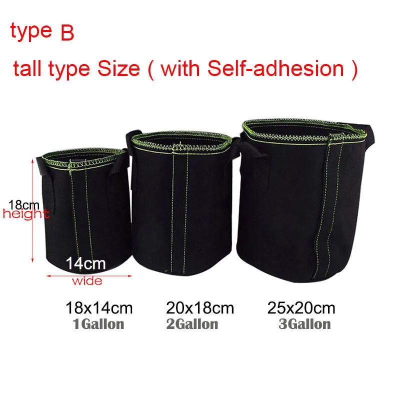 1/2/3 gallon Plant Grow Bags Nursery pots Veg Potato Transplanting planting Flower Pots Self-Adhesion Fabric Supplies Garden To |