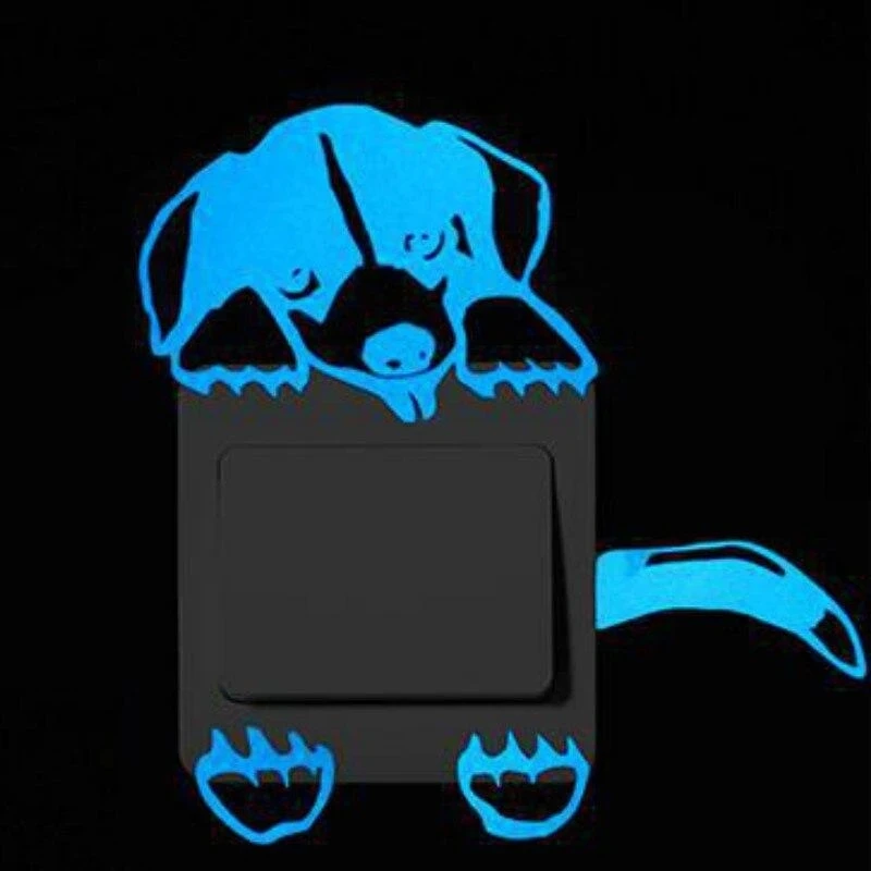 

Blue Luminous Switch Sticker Home Decor Cartoon Glowing Wall Stickers Dark Glow Decoration Sticker