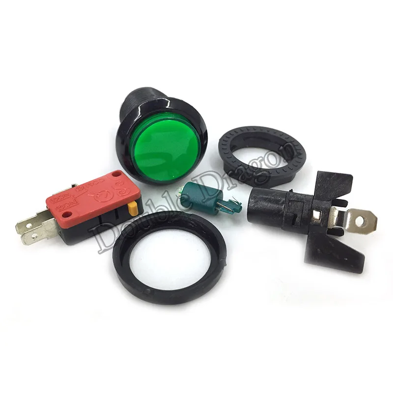 Black Edge Green Jamma аркадная Кнопка 12 В светодиодная подсветка хромированная кнопка с микропереключателем для самостоятельной игры части пауза старт кредит - Цвет: Black Edge Green