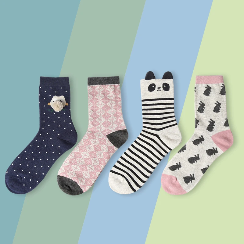 Носки с кроликами кролика совы в горошек для взрослых животных зоопарке желтая