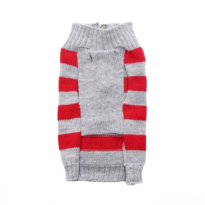 Красная и синяя одежда для собак полосатый свитер кошек вязаная с карманами