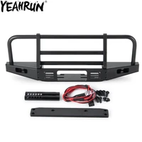 yeahrun trx4 front bumper adjustable metal bumper with winch mount led light for 110 rc crawler traxxas trx 4 defender parts