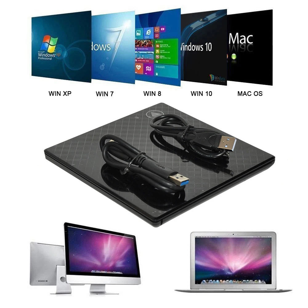 Внешний DVD ROM Оптический привод USB 3 0 CD ридер для ноутбука ПК MAC мобильный рекордер