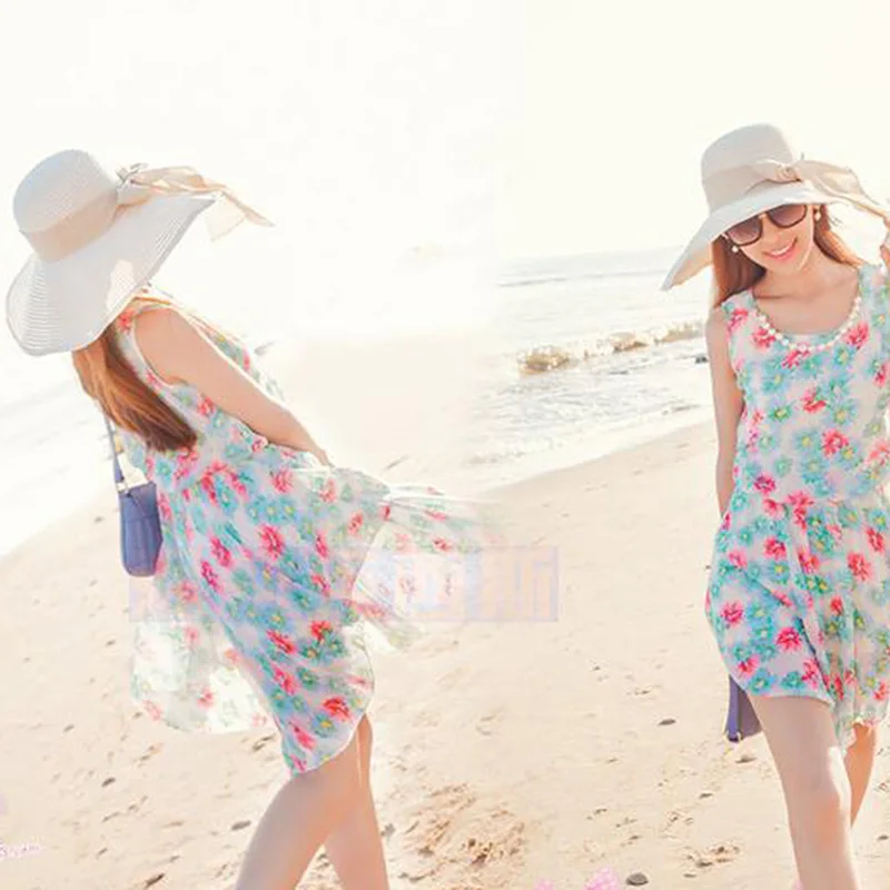 Складная женская соломенная шляпа в Корейском стиле с широкими полями и бантиком