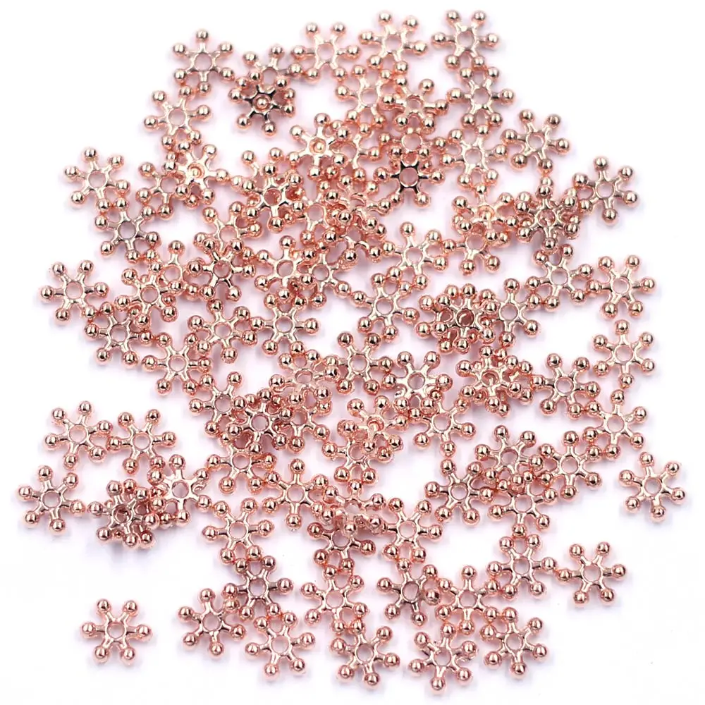 

1500Pcs Spacers Beads Snowflake Christmas Theme Rose Gold Color Metal For Charms Necklaces Jewelry Making Findings 8x7mm
