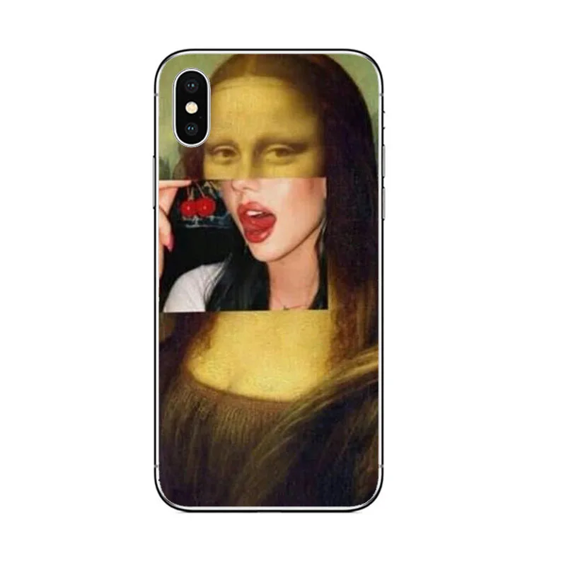 Чехол для телефона Mona Lisa с принтом мягкий из ТПУ iphone X XR XS MAX 8 7 6 5 6S 5s PLUS SE MonaLisa gum smoke