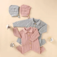 autumn winter knitted baby clothes newborn baby romper with hat baby boys girls jumpsuit long sleeve toddler playsuit overalls