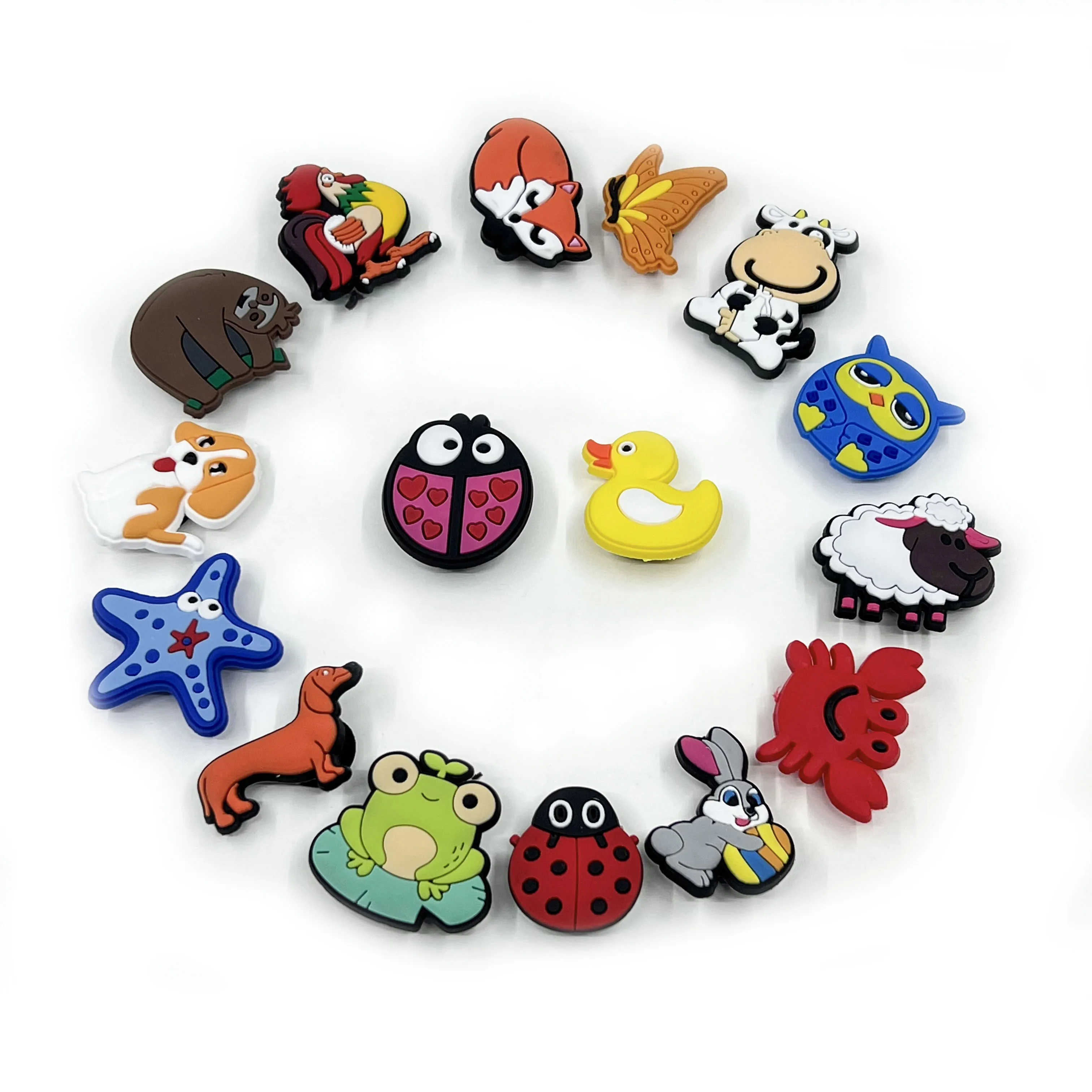 1-21 шт. набор милых животных на ферме из ПВХ обувные Подвески Собака корова утка