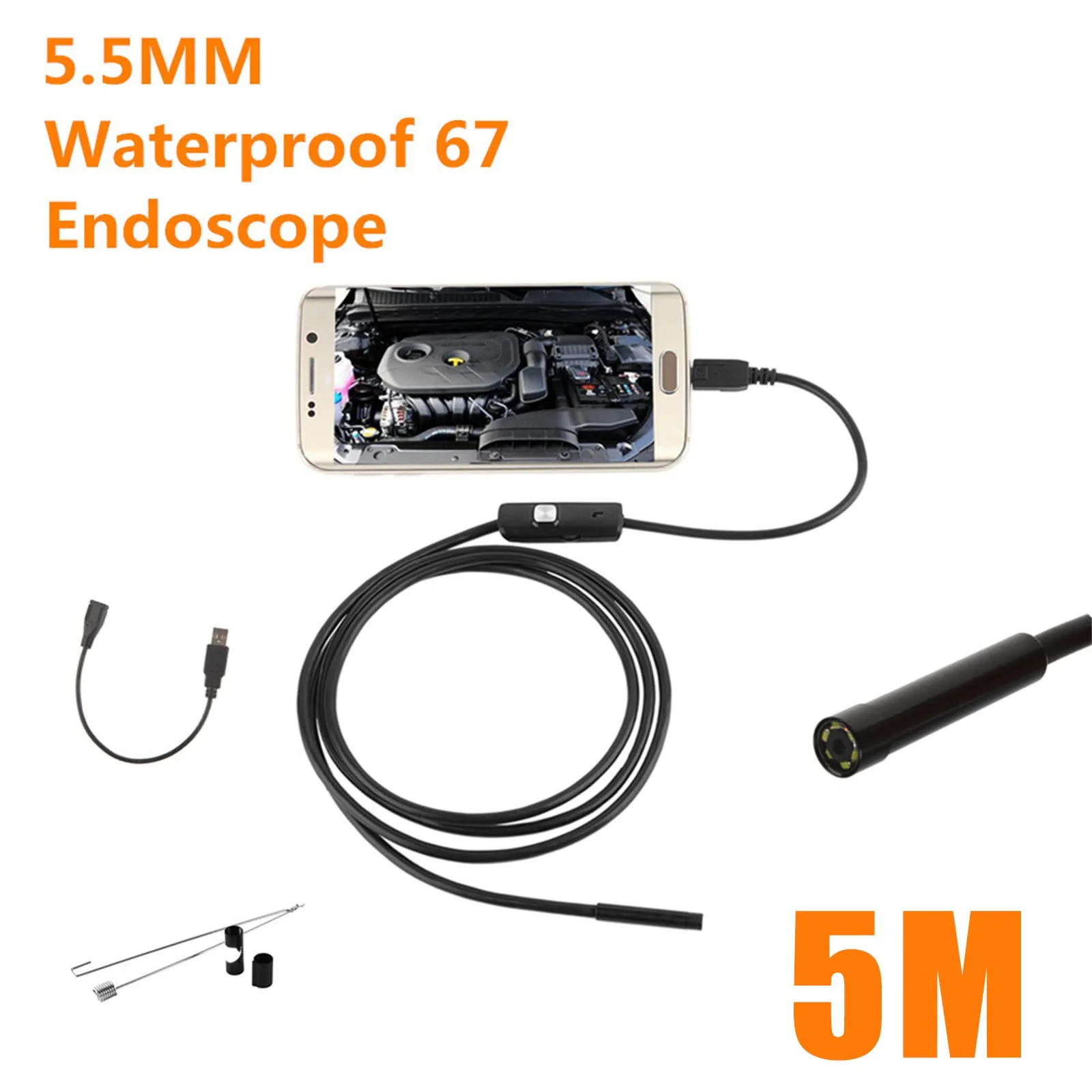 

Phone Endoscope Android USB/windows Endoscope Inspection 5.5mm Camera 6 LED IP67 Waterprof Phone Repair Tools