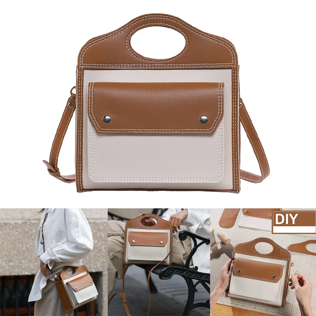 

DIY Leather Shoulder Bag Kit - Easy Handcraft Tote Bag for Womens. Handmade Crossbody Bag PU Handbag Leathercraft Full Tools Set