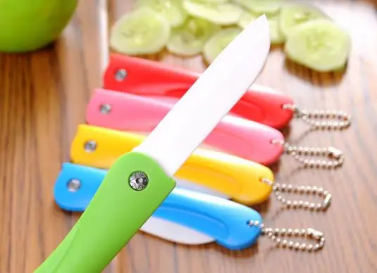 Многоцветный керамический складной нож для фруктов овощей портативный кухонный