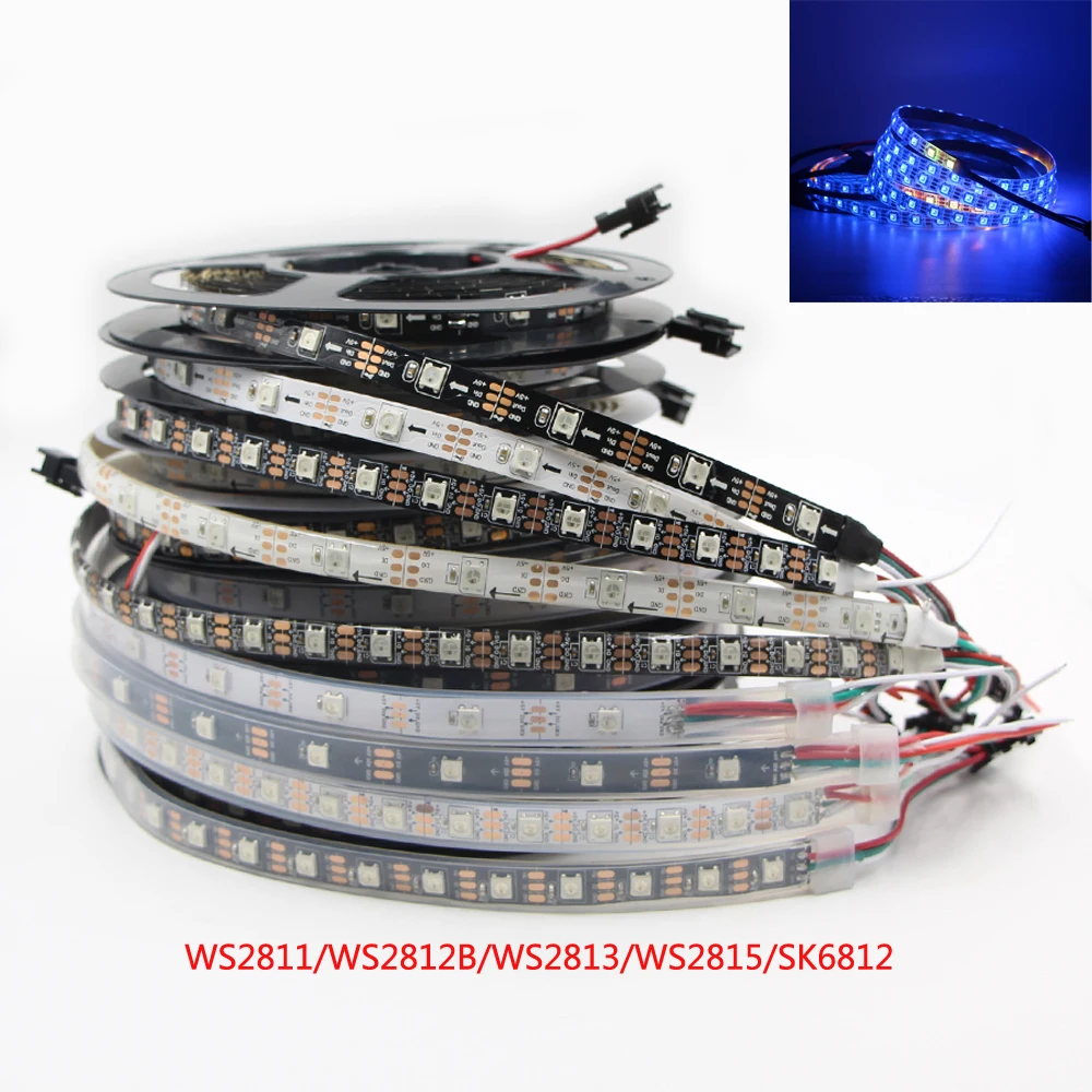 WS2811 WS2813 WS2815 WS2812B ws2812 IC RGB SK6812 RGBW светодиодный полосы светильник 5050 SMD адресуемый 30 60
