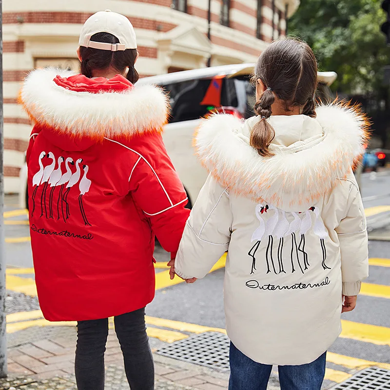 Куртка пуховик для девочек зимняя детская Толстая куртка на утином пуху с