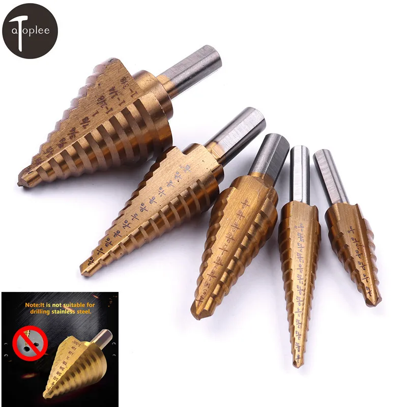 1 шт., ступенчатое сверло из быстрорежущей стали с титановым покрытием, с несколькими отверстиями, треугольным хвостовиком, ступенчатые сверла 1/4-11/8, 3/16-7/8, 1/4-3/4, 3/16-1/2, 1/8-1/2 дюйма