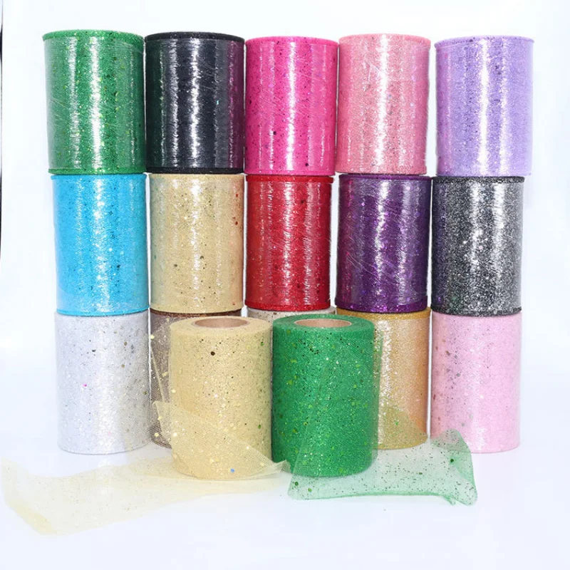 

Sequined Glitter American Net Yarn Roll TUTU Yarn Wedding Veil Wedding Car Party Decoration Festive Supplies Tulle Roll