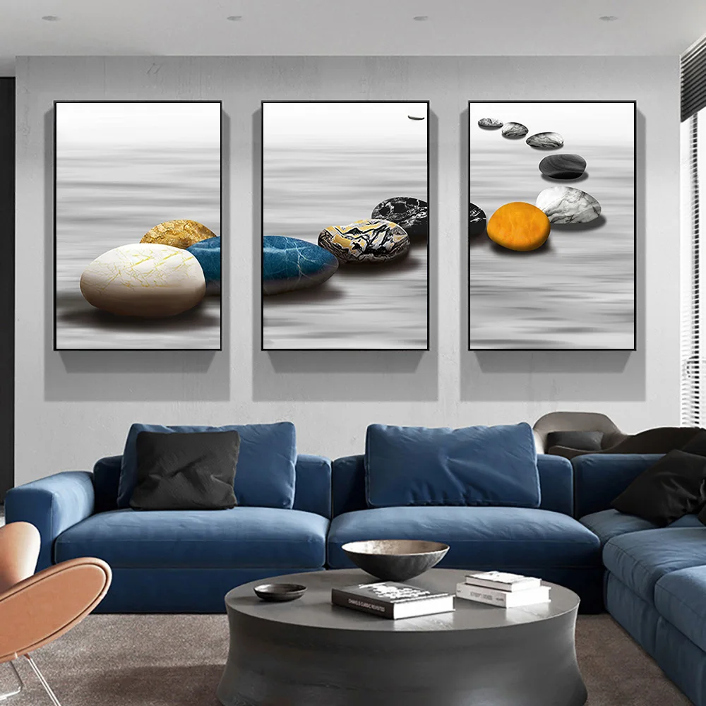 

Красочная Абстрактная Картина на холсте из булыжника, скандинавские постеры и принты, Настенная картина для гостиной, Декор без рамки