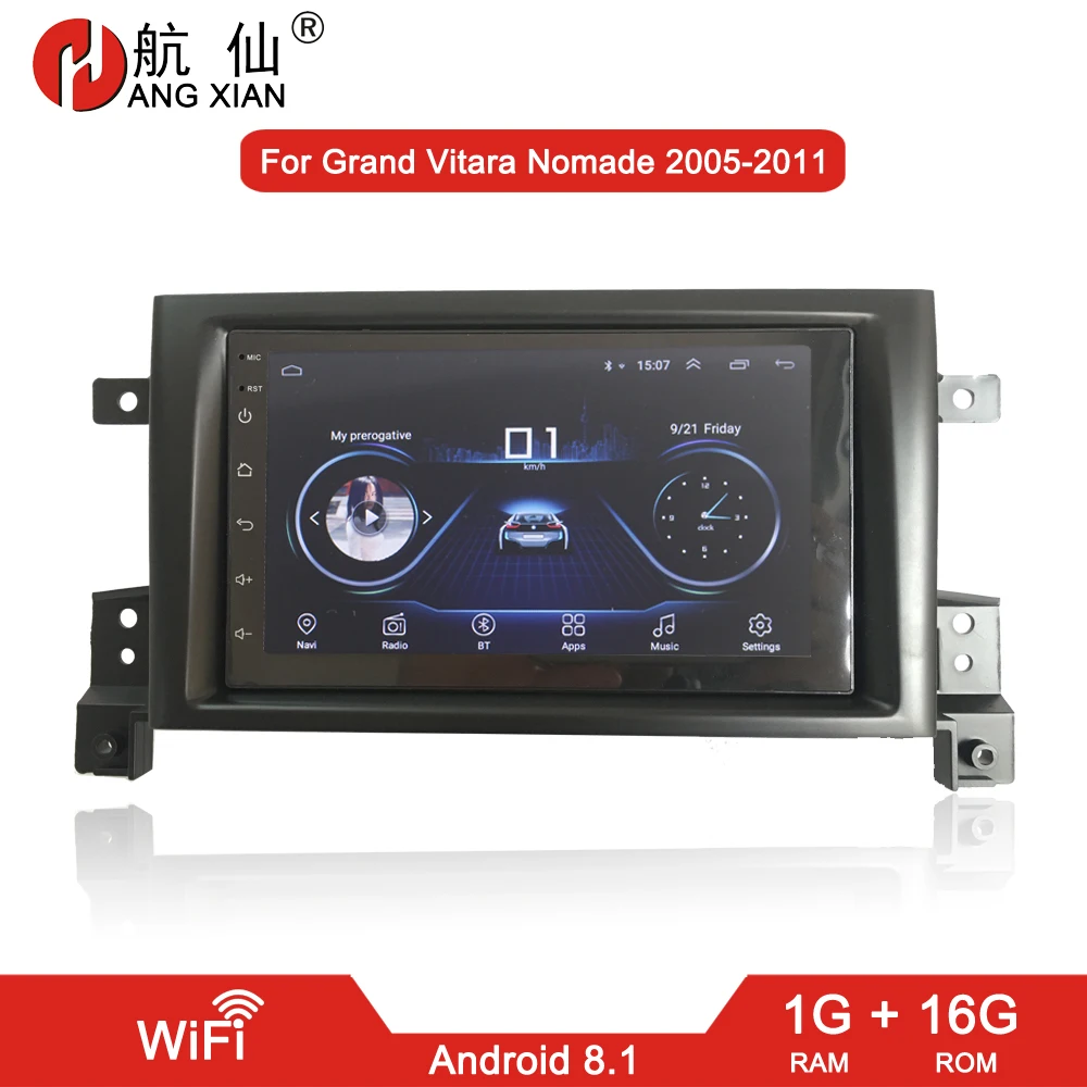 Wifi 1G 16G HANGXIAN 2 din Android 8,1 автомобильные радио стерео наклейки для SUZUKI Grand Vitara Nomad 2005-2011 Автомобильный dvd-плеер автомобильные аксессуары - Цвет: Wifi 1G 16G