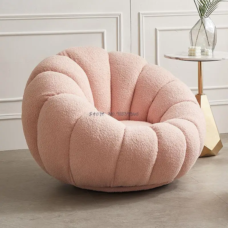 

Lazy sofa pumpkin chair tatami single lamb wool white cute bedroom balcony leisure small sofa chair