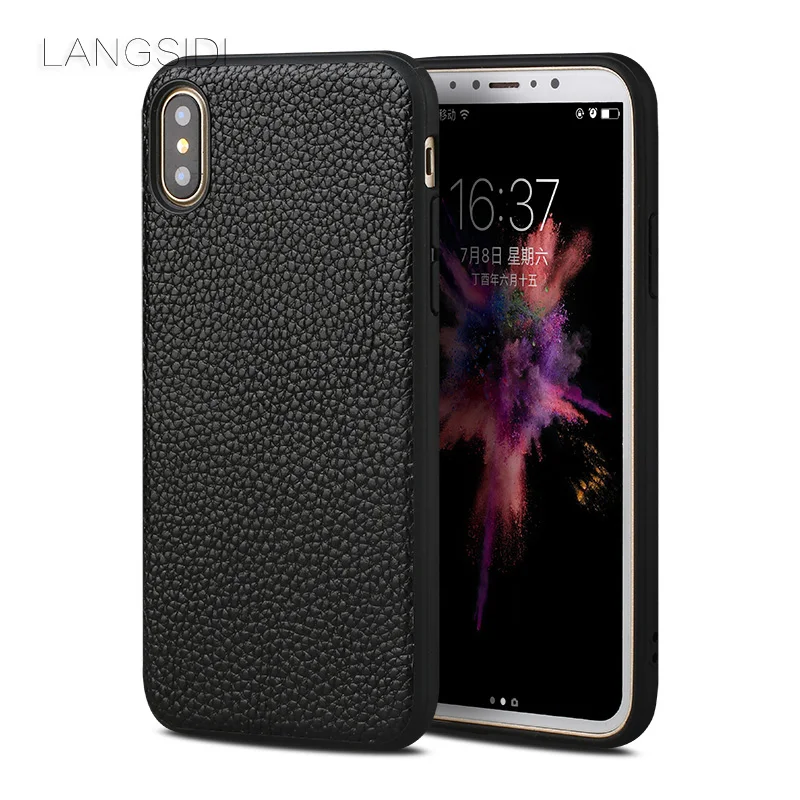 Чехол для телефона из натуральной кожи iphone X XS XR xsmax 6 6s 5 5s se 7 plus 8 litchi grain 360 с полной