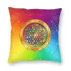 Наволочка с изображением цветка жизни, украшение для подушки, наволочка с изображением священной геометрической мандалы, наволочка для дивана, двусторонняя печать