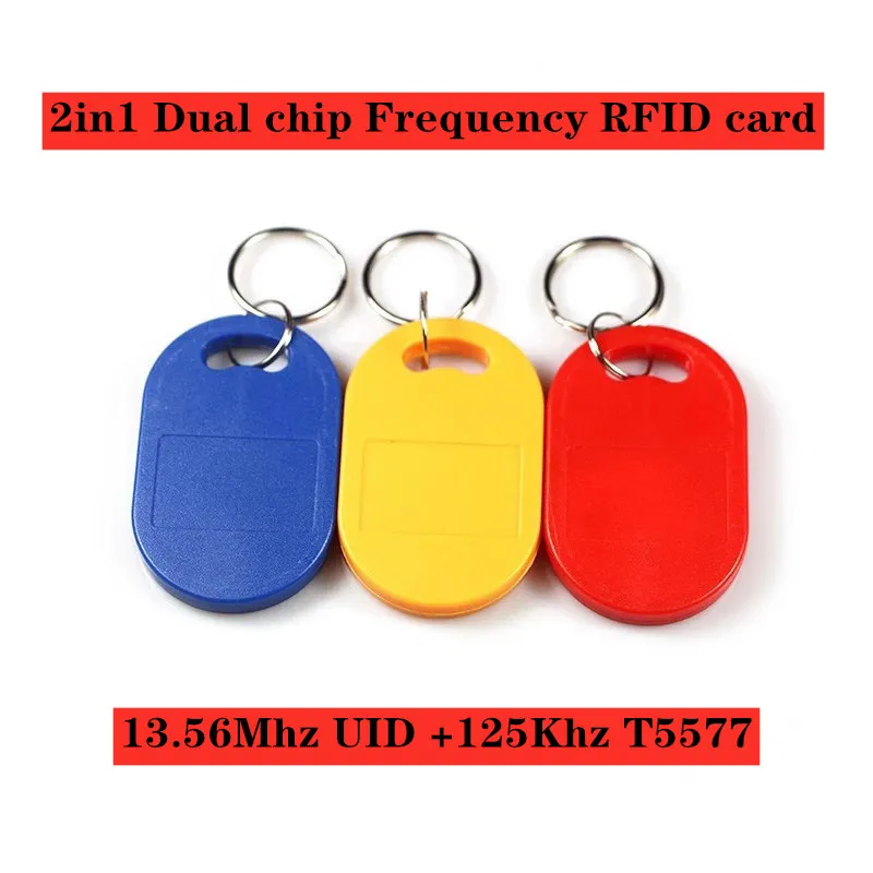 Двойной чип Частота RFID 13 56 МГц 1K UID и T5577 125 кГц ID пустая карта читаемая перезапись