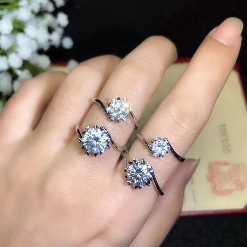 14 к кольцо из белого золота 1ct 2ct 3ct круглая блестящая огранка обручальные кольца обручальное кольцо для женщин