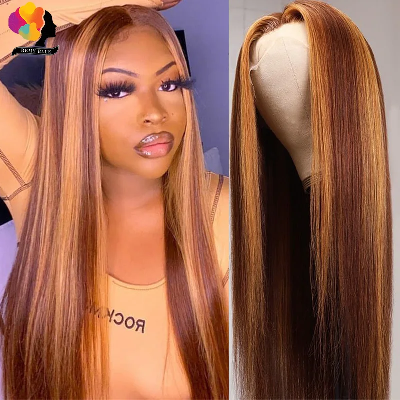 

Remyblue P4/30 Highlight Wig Brazilian Straight Wig Highlight Lace Front Human Hair Wigs Honey Blonde Ombre Lace Front Wig Remy