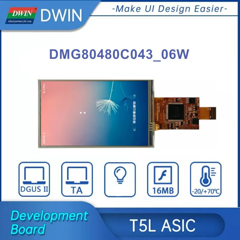 DWIN HMI ekran LCD dokunmatik ekran, UART seri TFT LCD modülü 4.3 inç dokunmatik Panel çözünürlüğü 800*480 DMG80480C043_06W