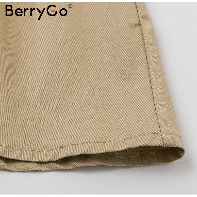 BerryGo элегантное пальто с высокой талией, ТРАПЕЦИЕВИДНОЕ однобортное женское платье с v-образным вырезом, однотонное женское длинное пальто осень-зима
