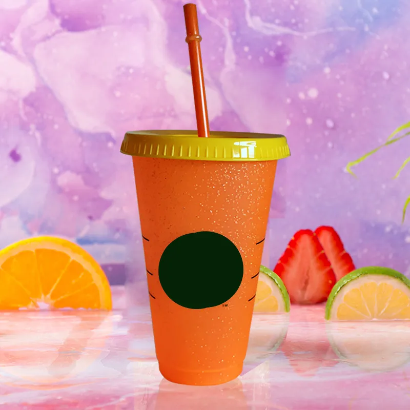 700 мл Радужная соломенная чашка с логотипом и крышкой кофейная многоразовые